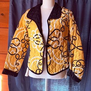 Elegant Yellow and Black Women's Quilted Blazer